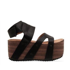 Gazith New Women's Black Platform Sandals Rare DANA BEVEL EU 38 Us 7/8
